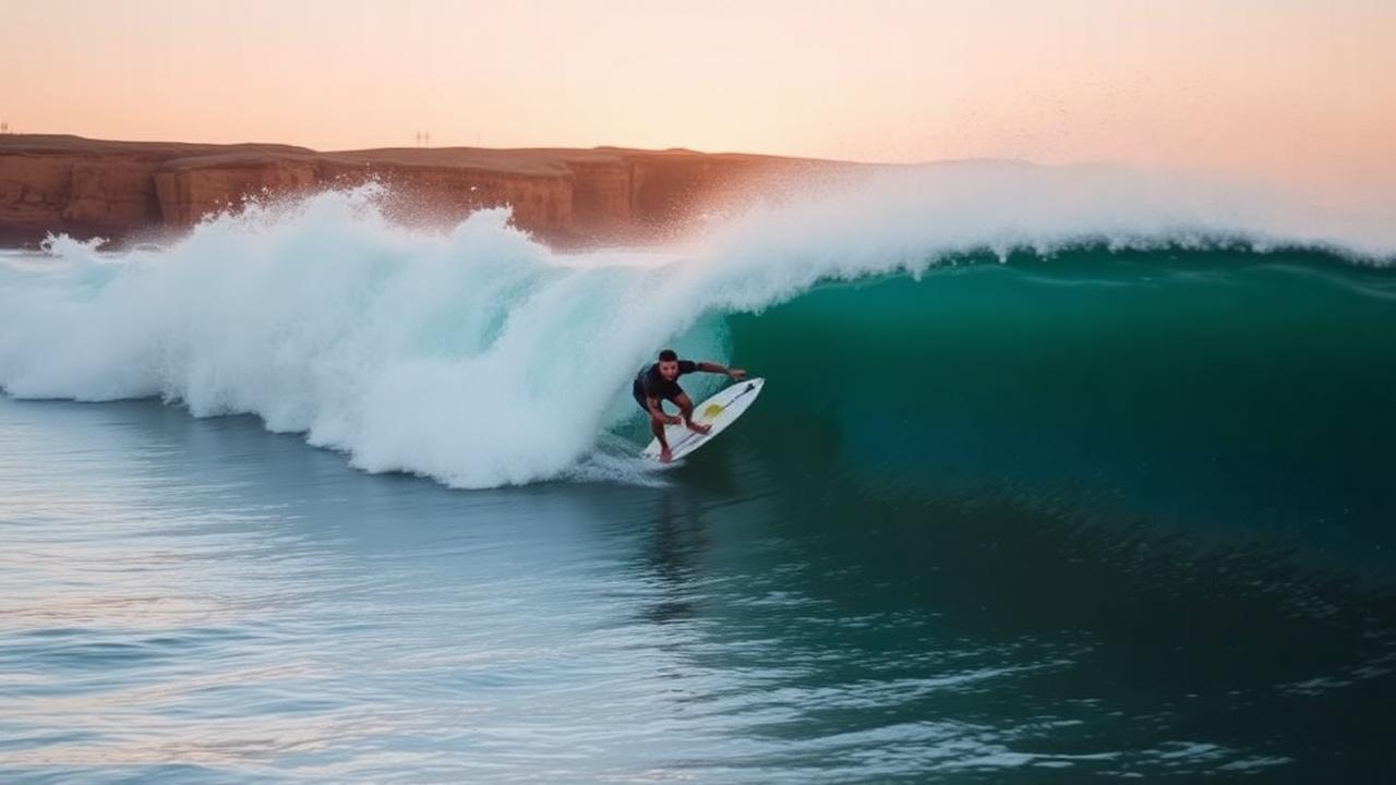 Atlantic surf rolling in along Morocco's coast near Taghazout